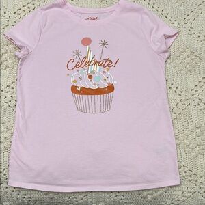 Cat & Jack Pink Short Sleeve Tee with Cupcake Design